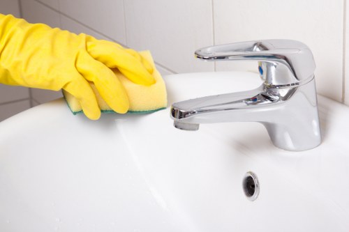 Deep cleaning a living room sofa at home